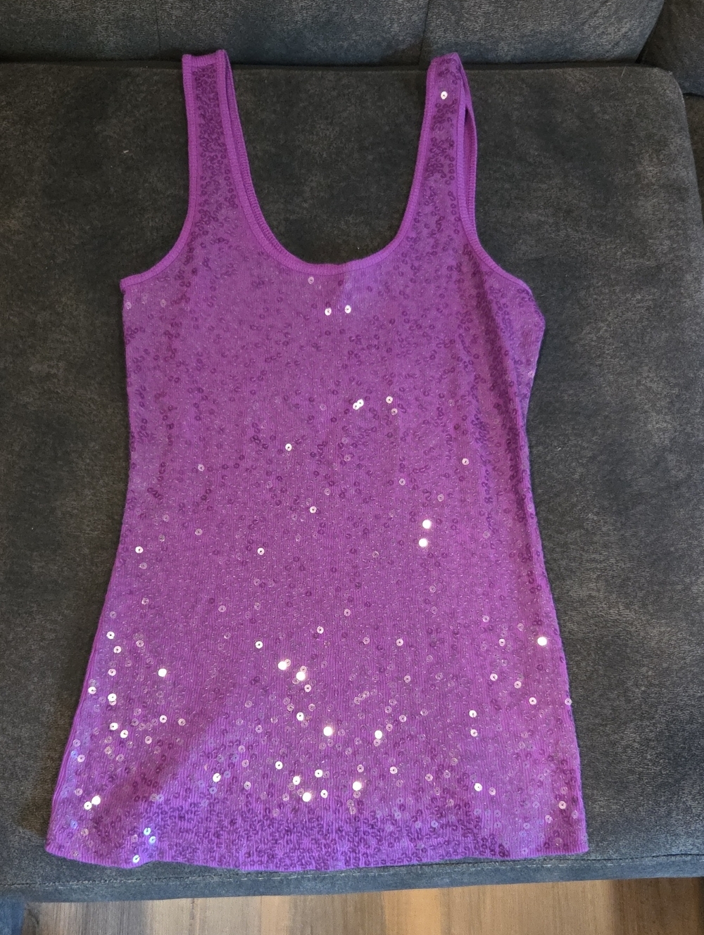 Express Purple Sequin Tank Top